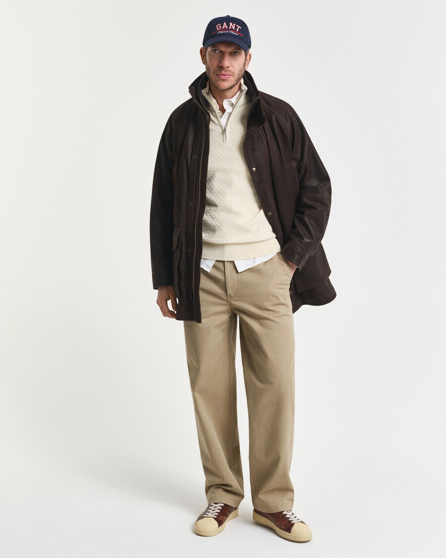 micro textured halfzip sweater - cream