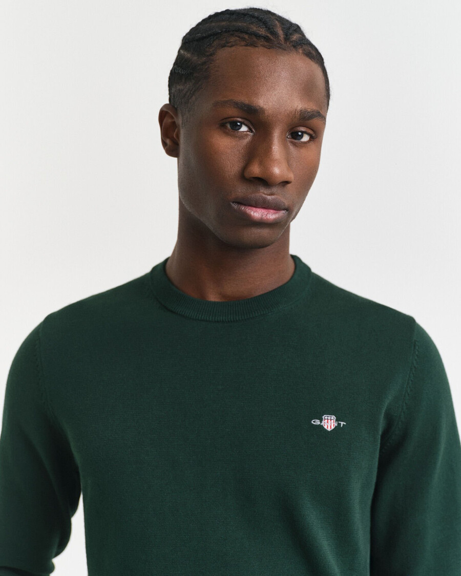 classic cotton crew neck sweater - tartan green