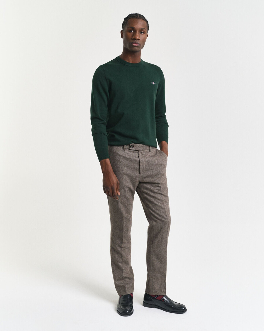 classic cotton crew neck sweater - tartan green