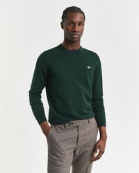 classic cotton crew neck sweater - tartan green