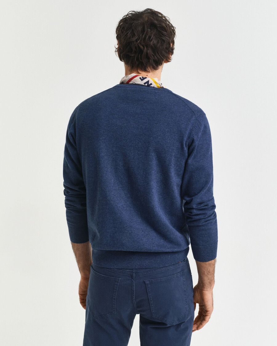 classic cotton crew neck sweater - dk jeansblue melange