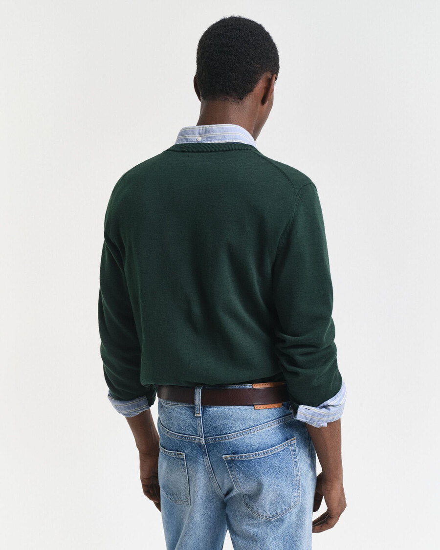 classic cotton vneck sweater - tartan green
