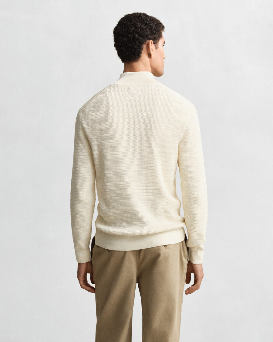 mini cable knit halfzip sweater - cream