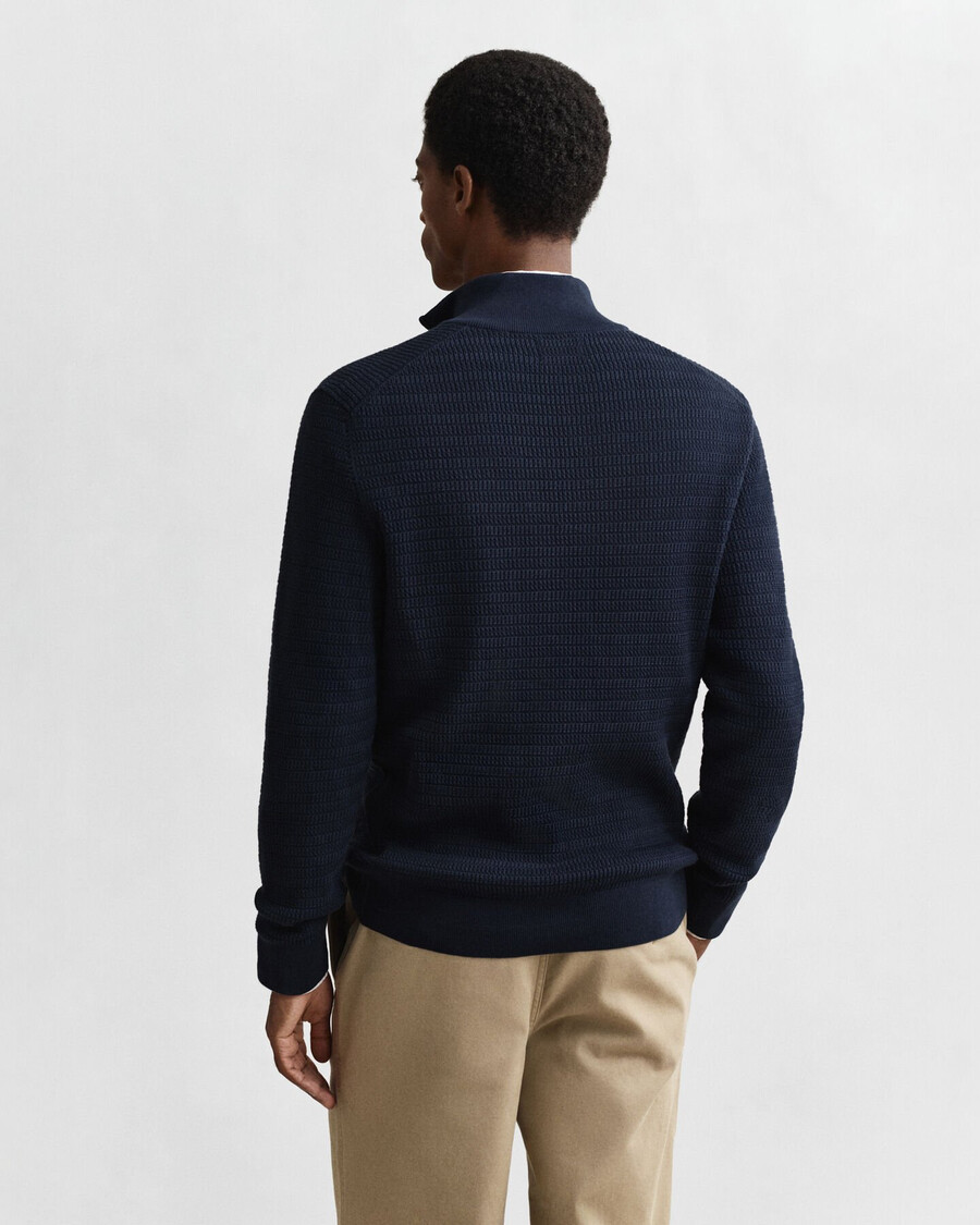 mini cable knit halfzip sweater - evening blue
