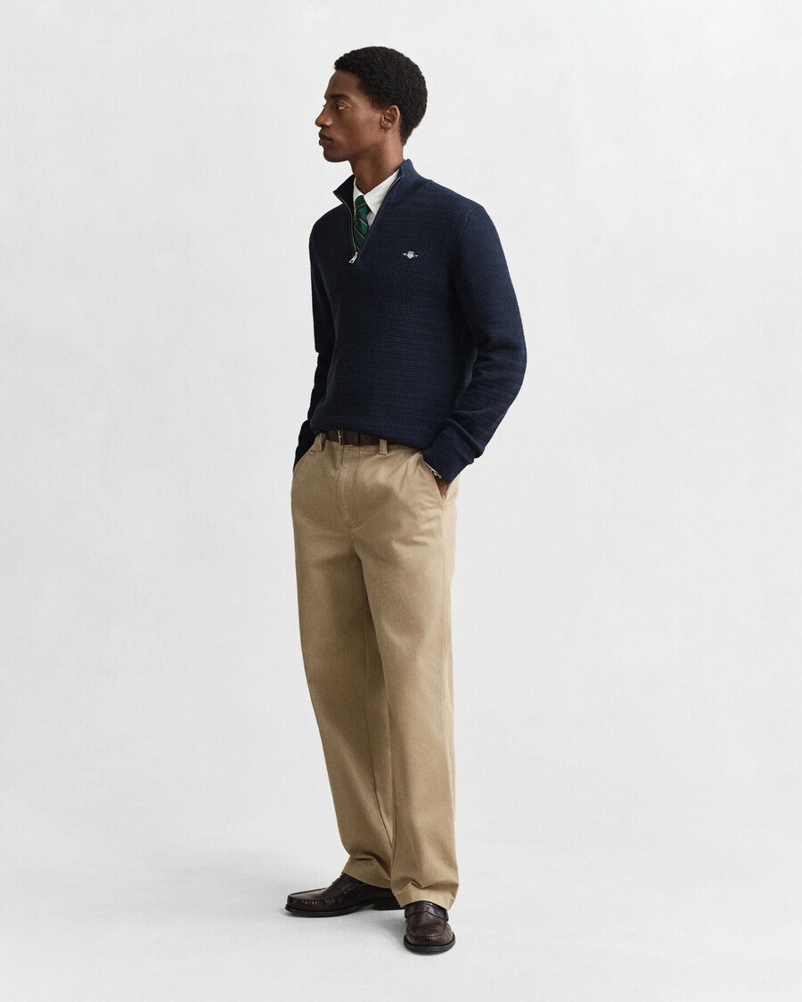 mini cable knit halfzip sweater - evening blue