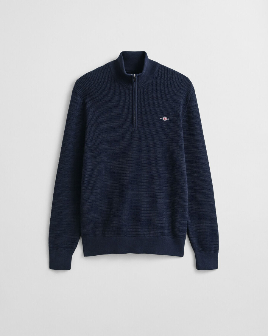 mini cable knit halfzip sweater - evening blue