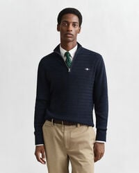 mini cable knit halfzip sweater - evening blue