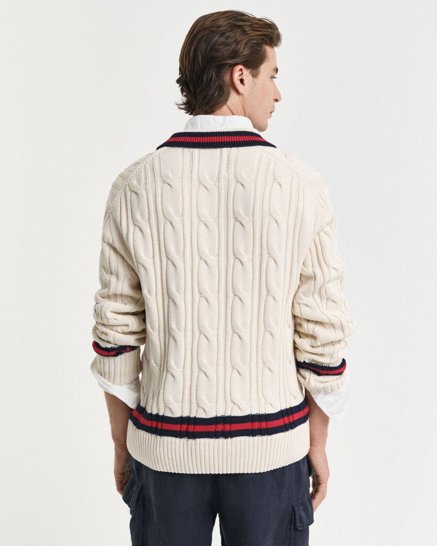 cable knit polo sweater - cream