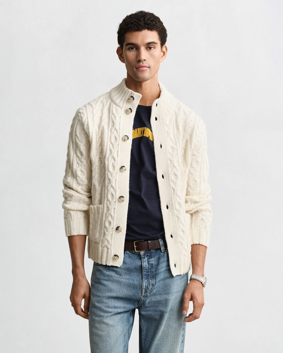 cable knit cardigan - cream
