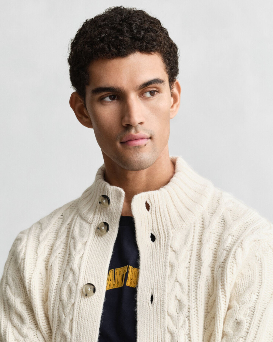 cable knit cardigan - cream