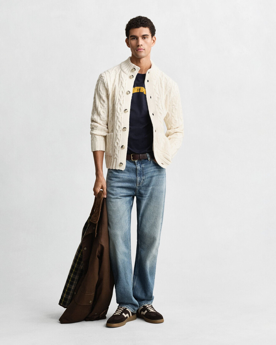 cable knit cardigan - cream