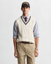 cable knit vest - cream