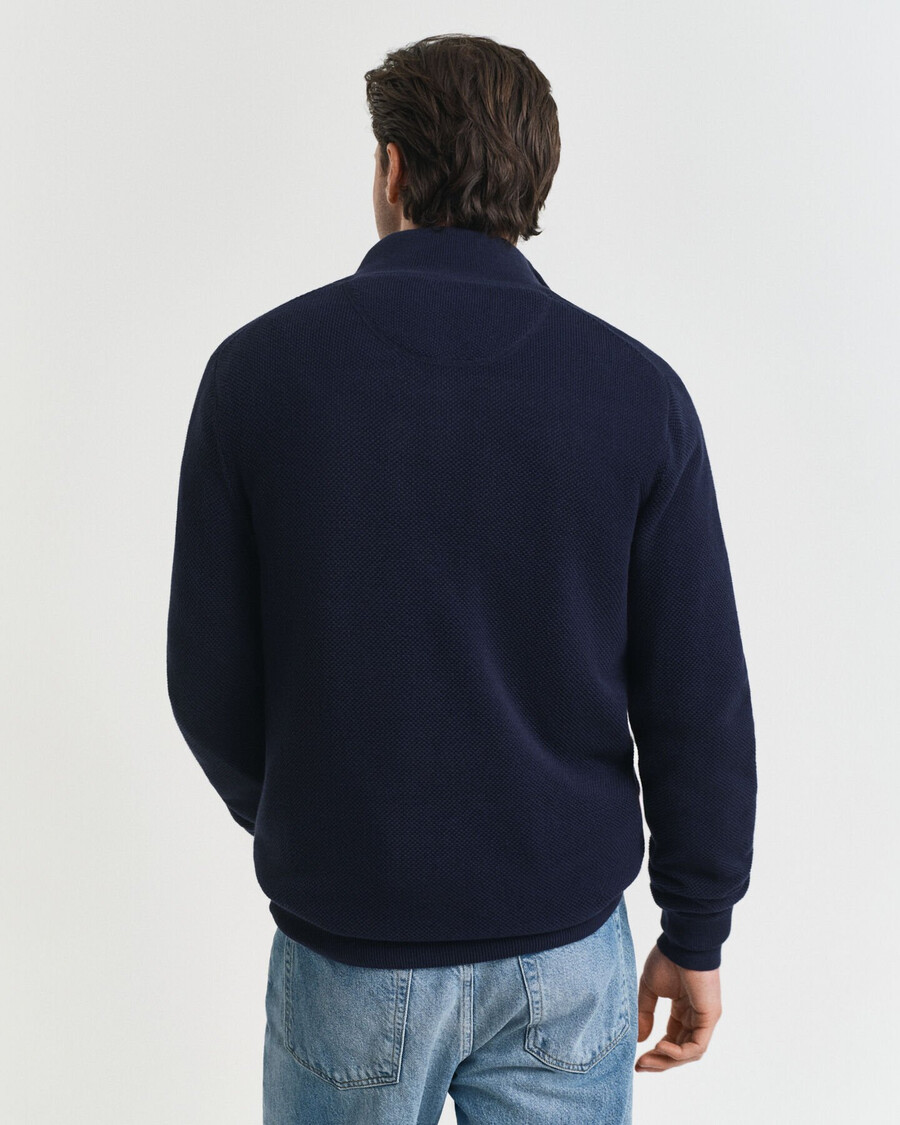 cotton piqué halfzip sweater - evening blue