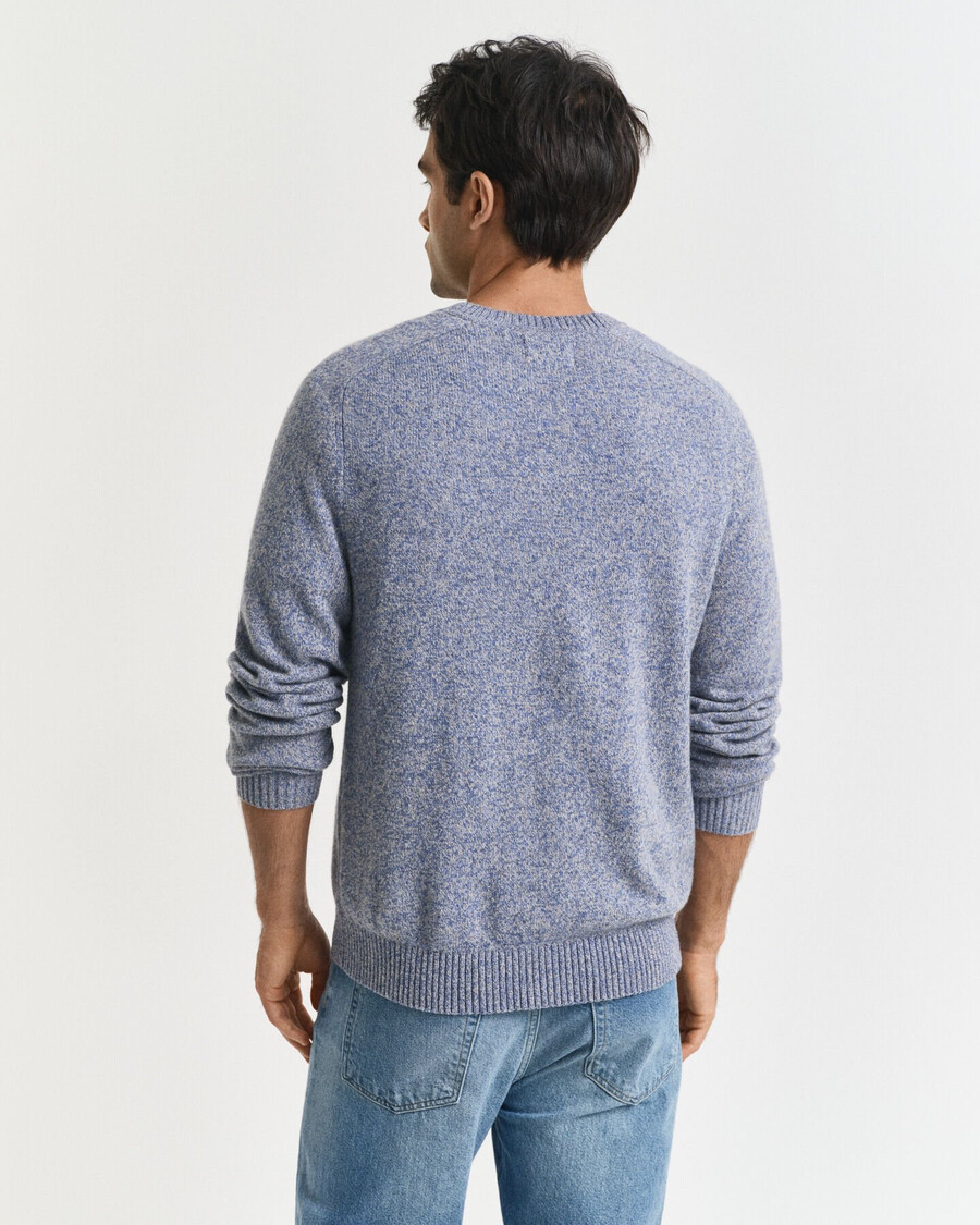 wool blend mouliné crew neck sweater - denim blue melange