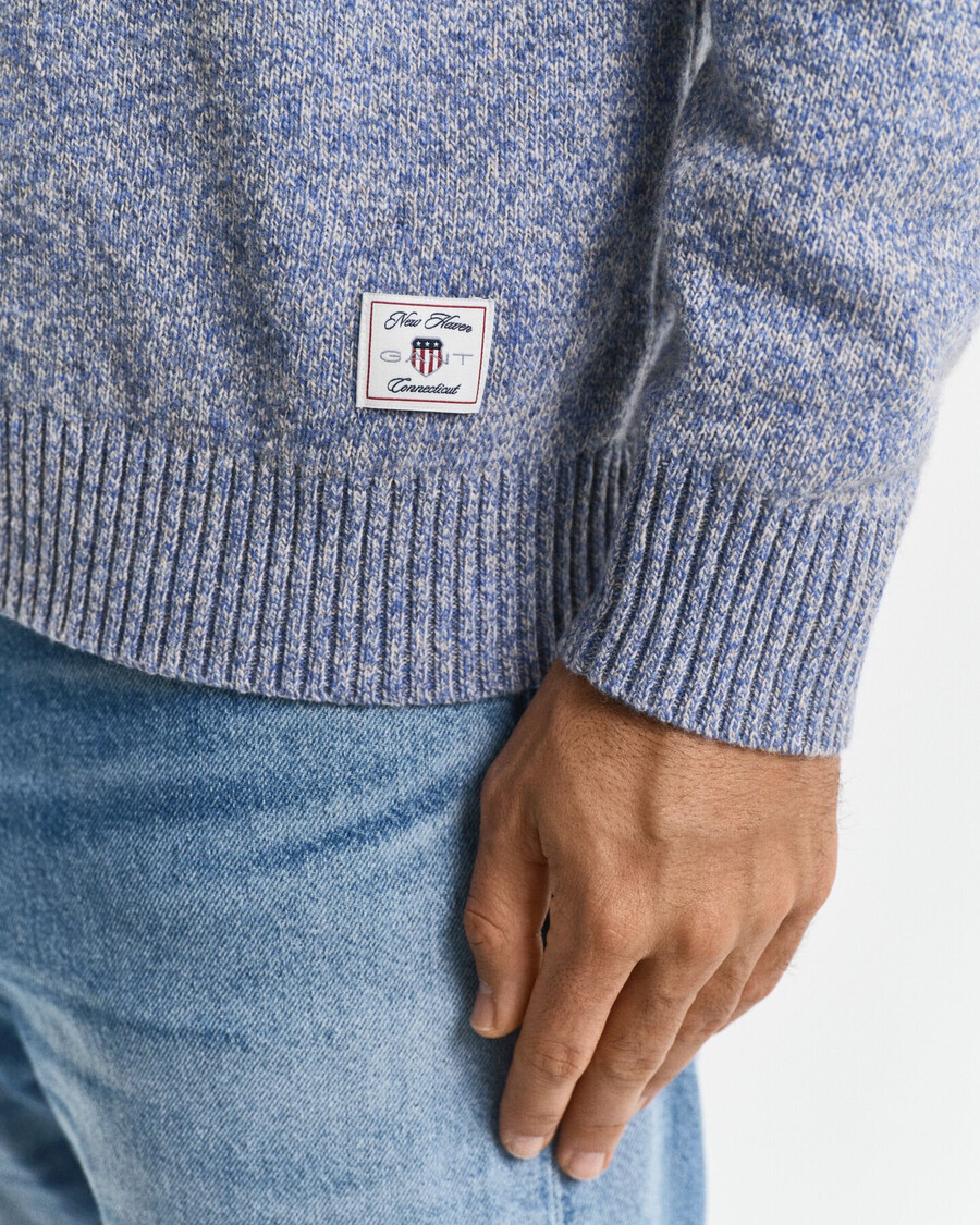 wool blend mouliné crew neck sweater - denim blue melange