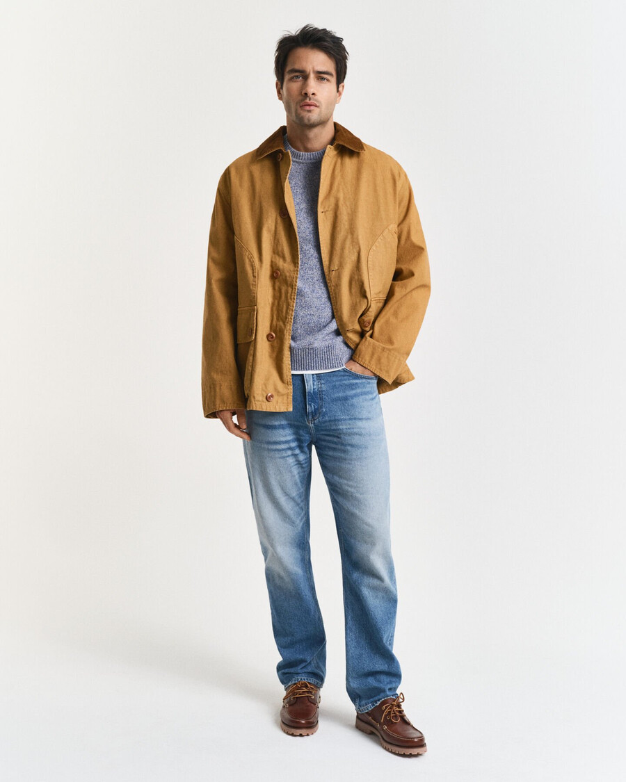wool blend mouliné crew neck sweater - denim blue melange