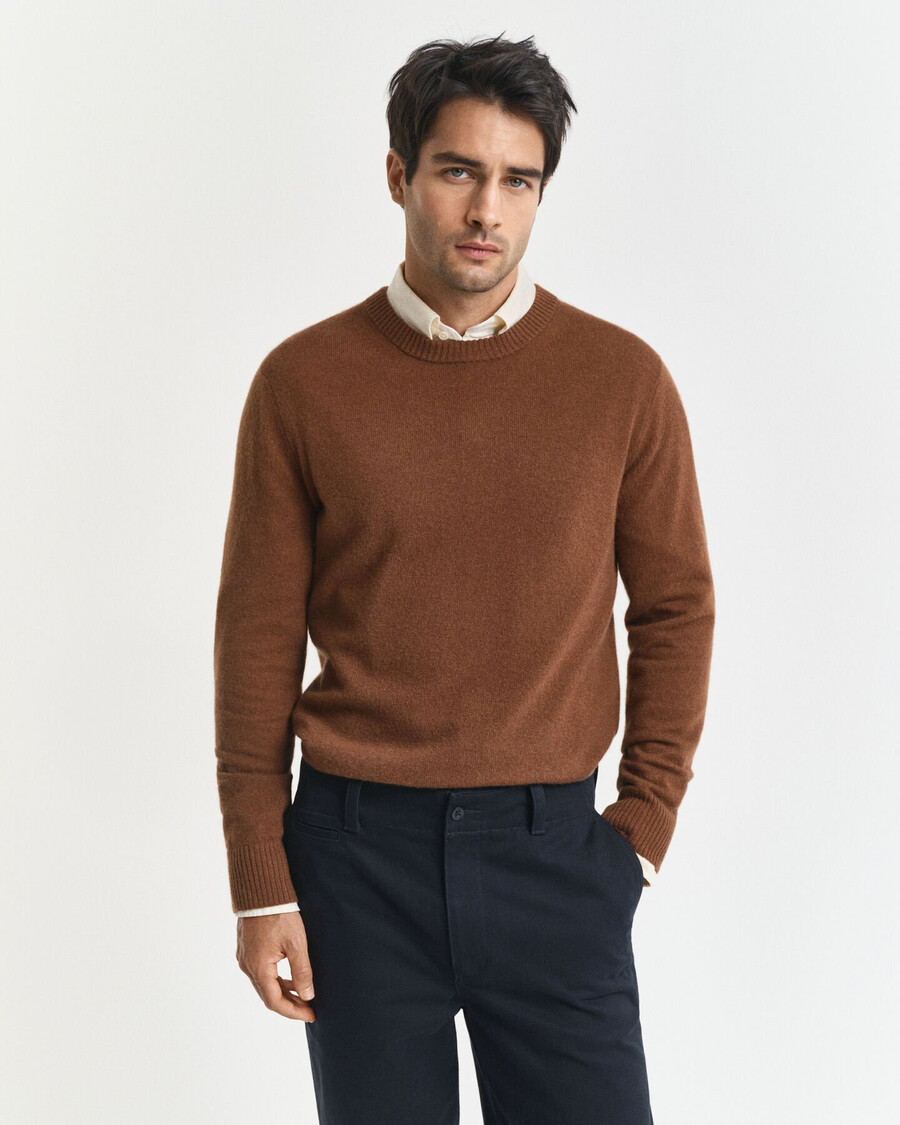 cashmere crew neck sweater - mahogany brown