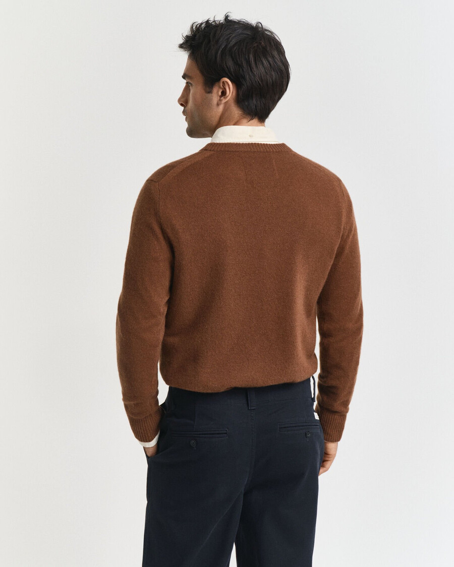 cashmere crew neck sweater - mahogany brown
