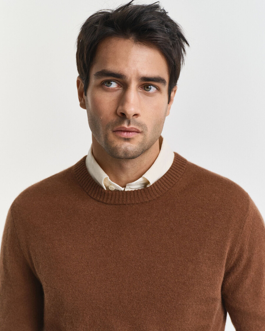 cashmere crew neck sweater - mahogany brown