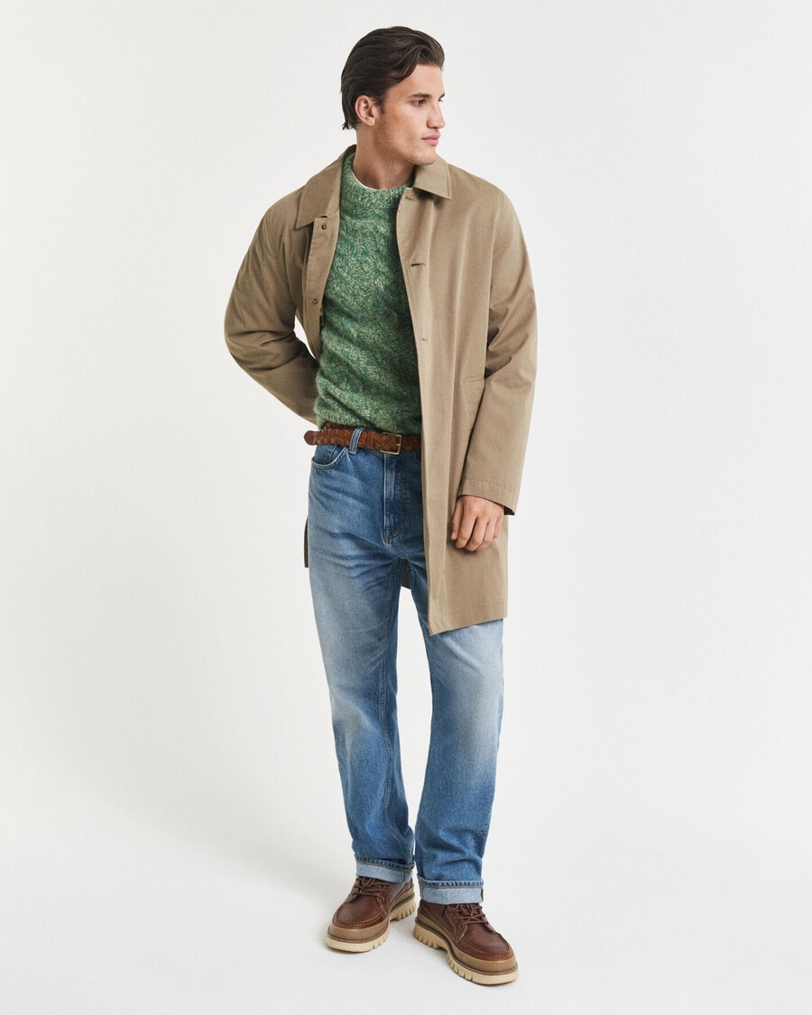 cable knit crew neck sweater - forest green
