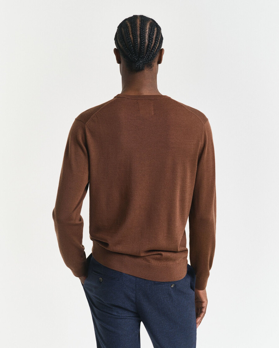 merino wool crew neck sweater - mahogany brown