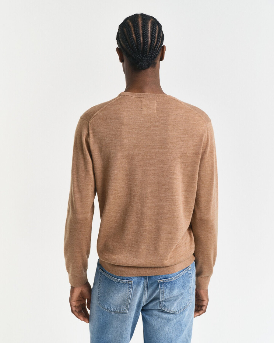 merino wool crew neck sweater - dk sand melange