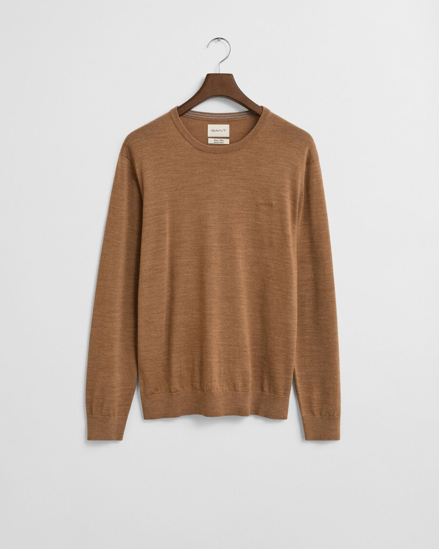 merino wool crew neck sweater - dk sand melange