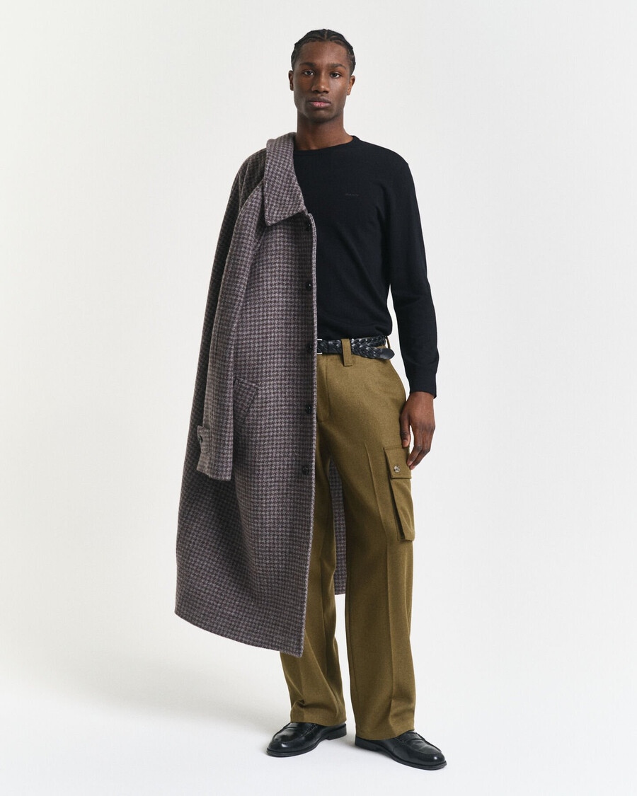 merino wool crew neck sweater - black