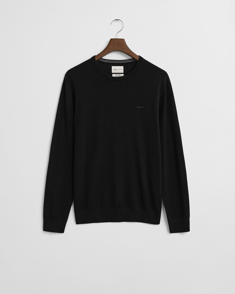 merino wool crew neck sweater - black