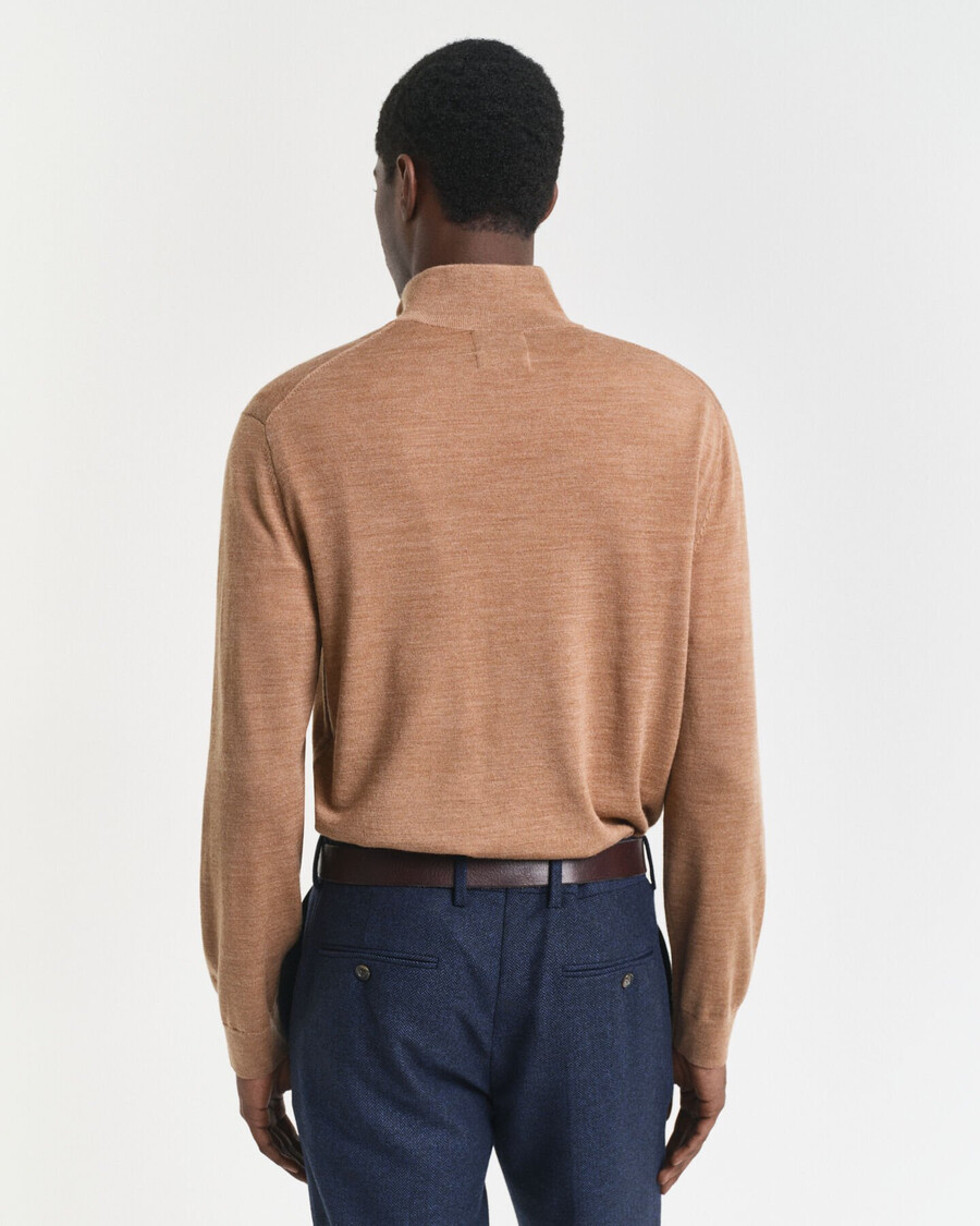 extra fine merino wool halfzip sweater - dk sand melange