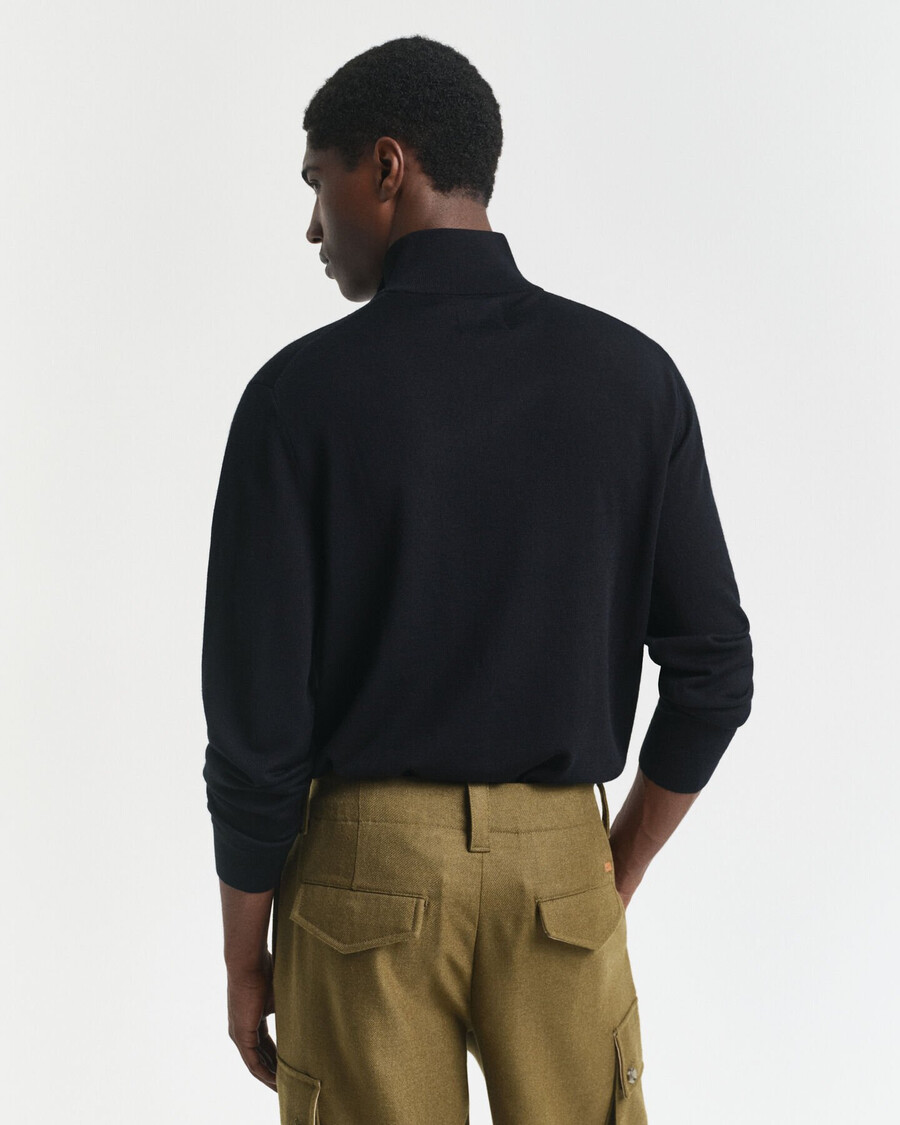 extra fine merino wool halfzip sweater - black