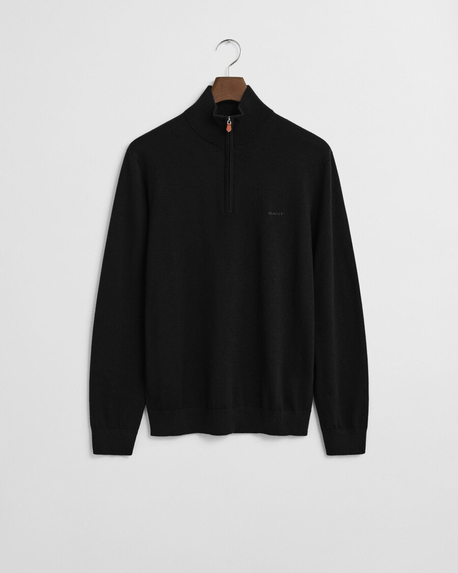 extra fine merino wool halfzip sweater - black