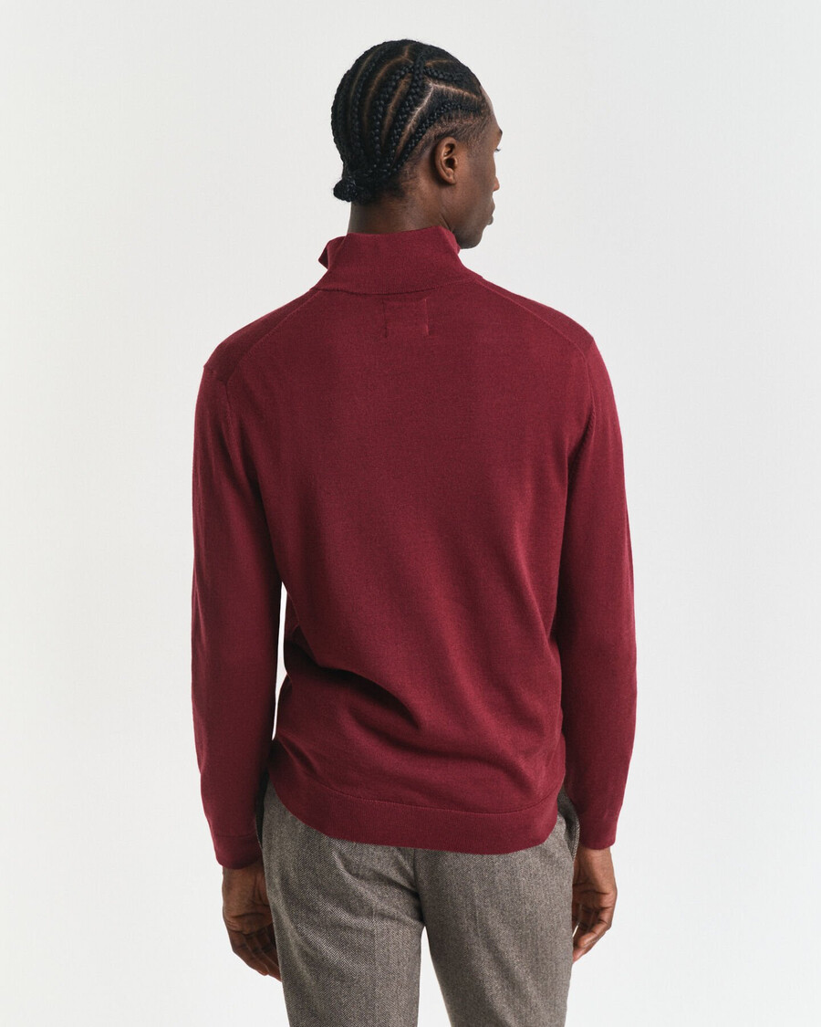 extra fine merino wool halfzip sweater - plumped red