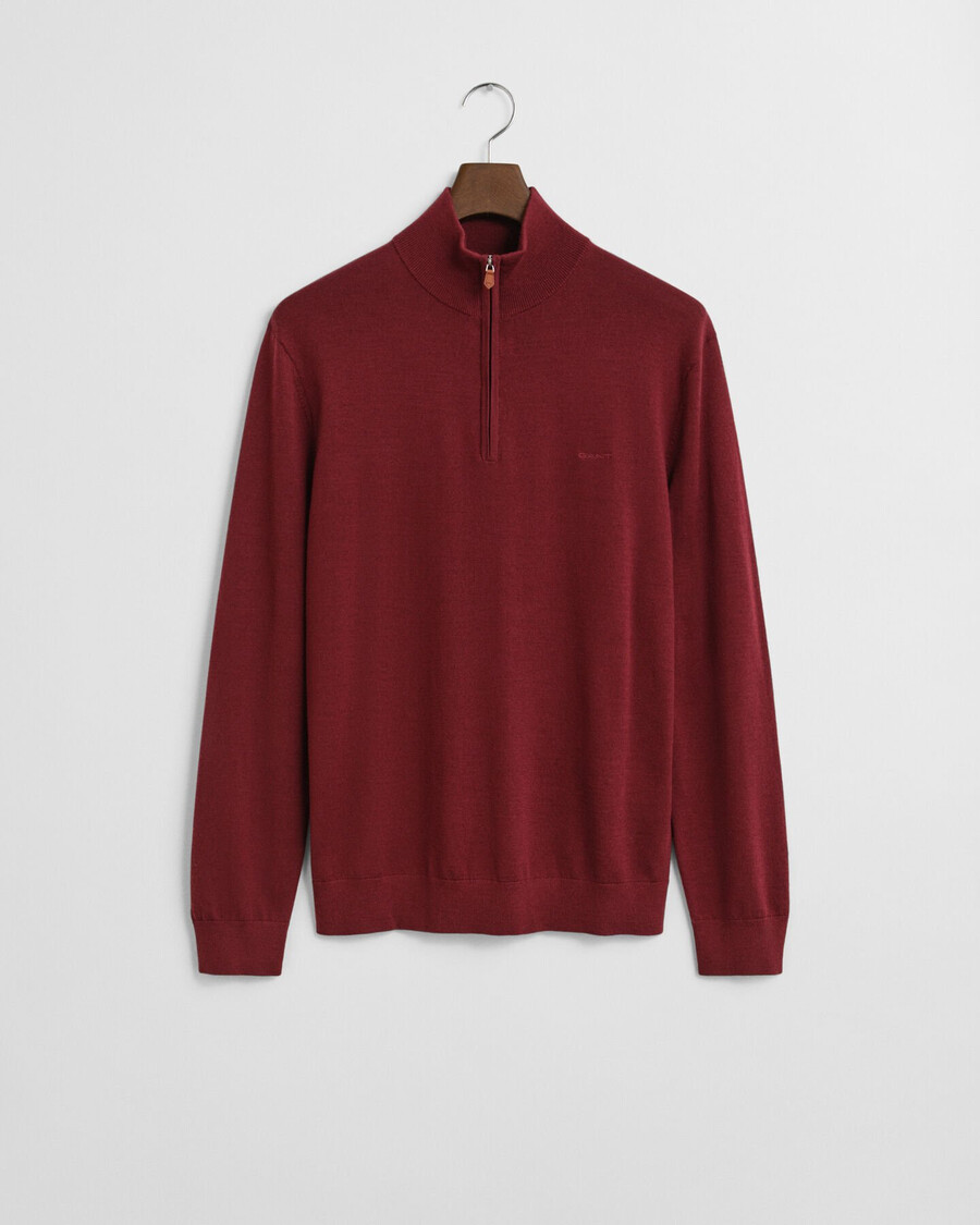 extra fine merino wool halfzip sweater - plumped red