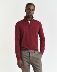 extra fine merino wool halfzip sweater - plumped red