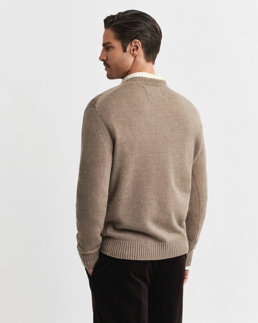 cashmere blend crew neck sweater - dk sand melange