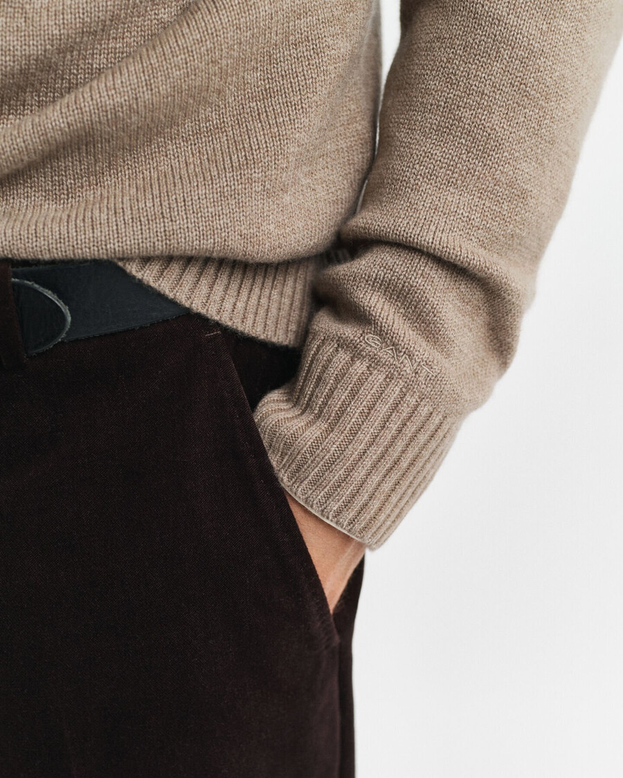 cashmere blend crew neck sweater - dk sand melange