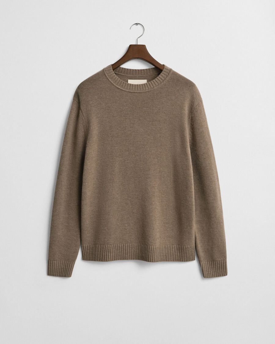 cashmere blend crew neck sweater - dk sand melange