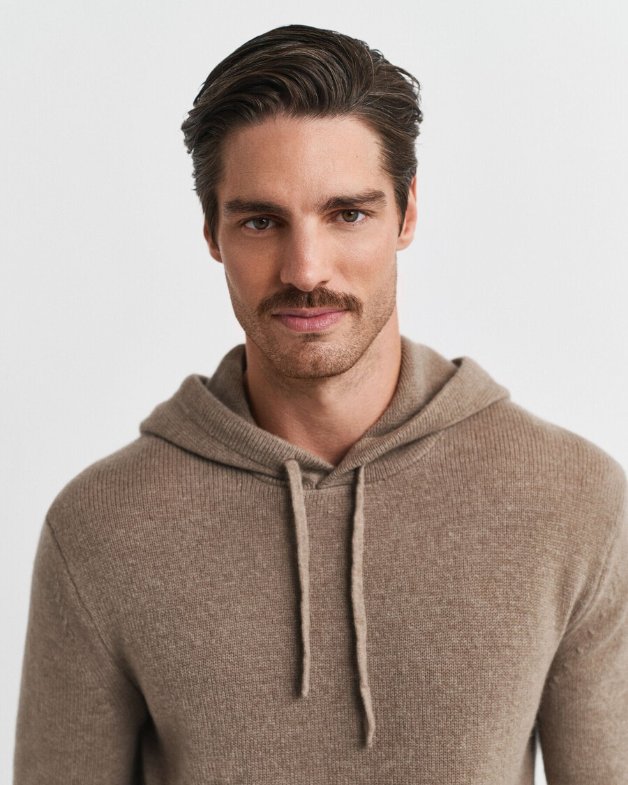 cashmere blend hoodie - dk sand melange