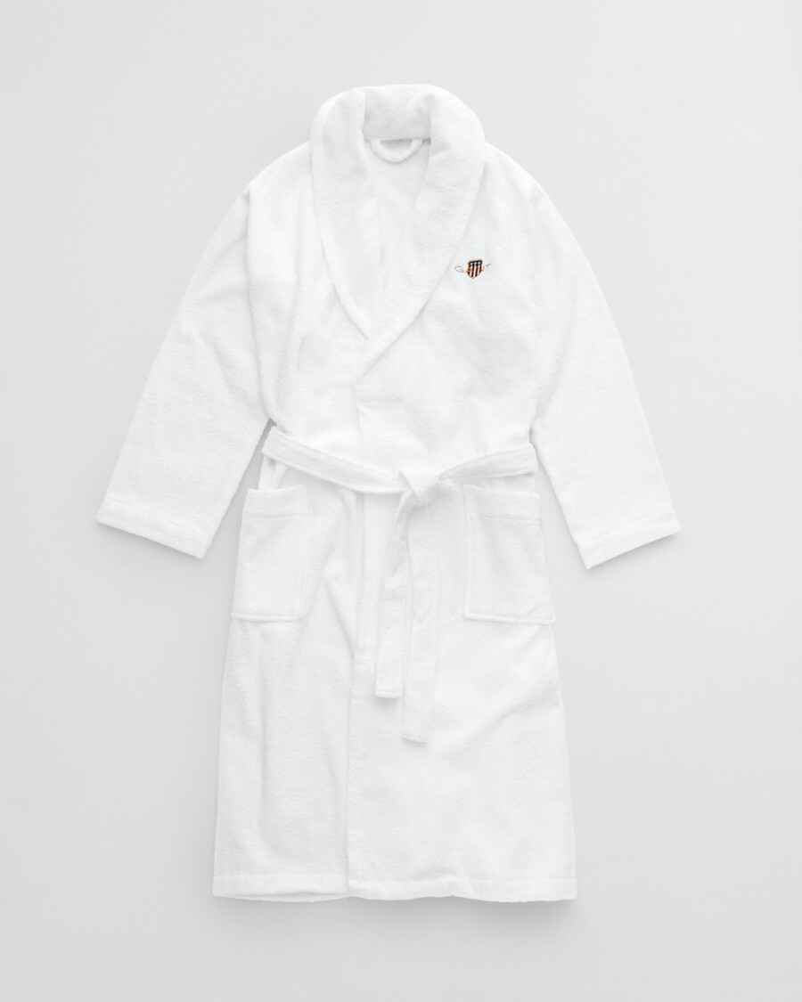 archive shield terry cloth robe - white