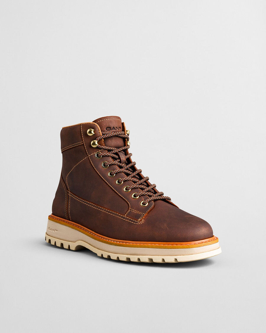 clafton leather laceup boots - whiskey brown