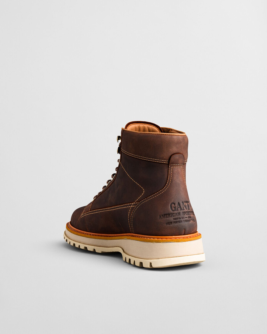 clafton leather laceup boots - whiskey brown