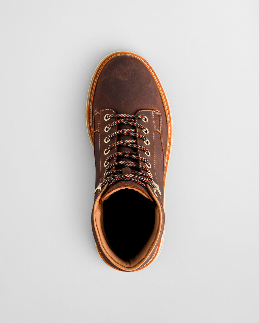 clafton leather laceup boots - whiskey brown