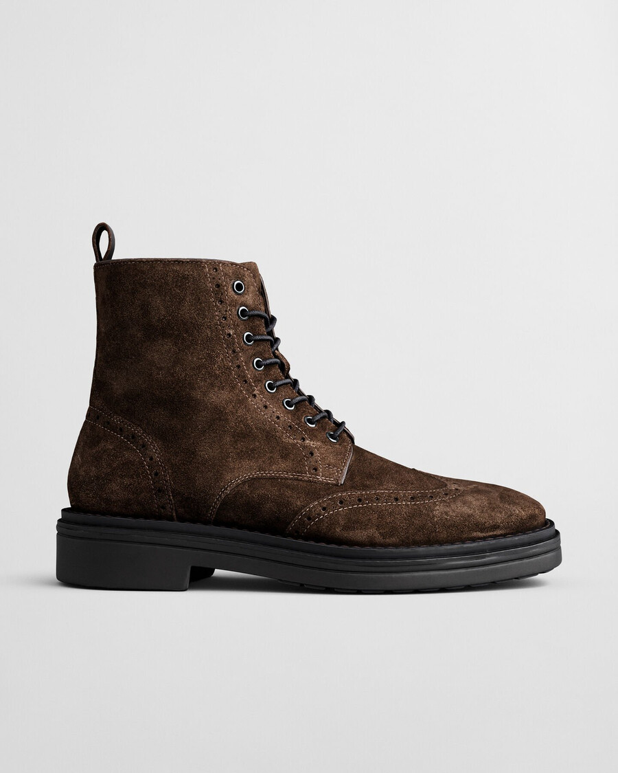 boggar suede brogue laceup boots - dark brown