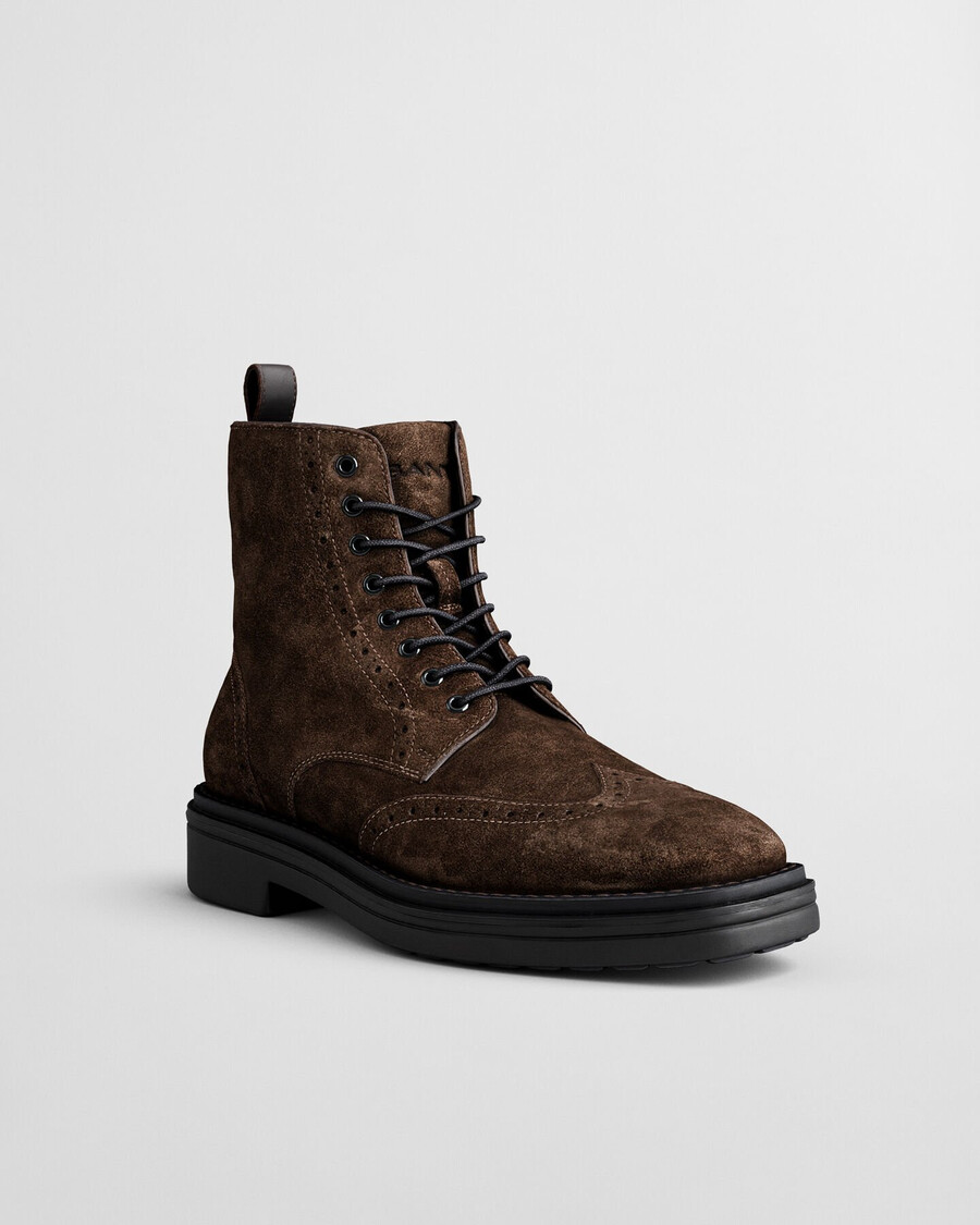 boggar suede brogue laceup boots - dark brown