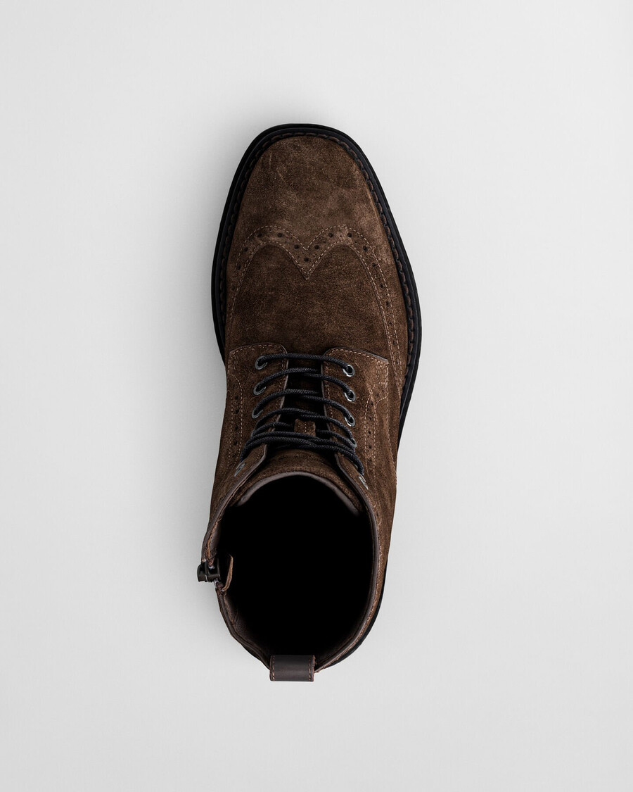 boggar suede brogue laceup boots - dark brown