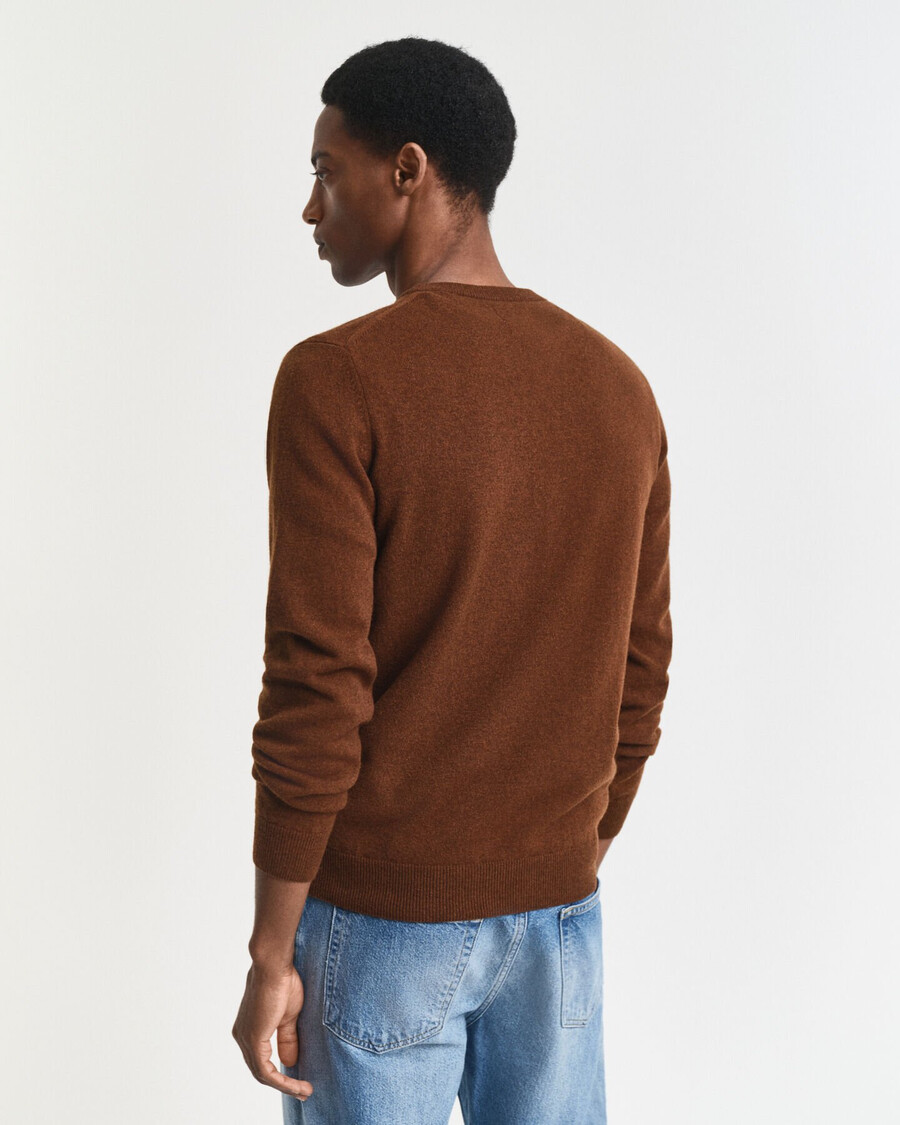 superfine lambswool crew neck sweater - mahogany brown
