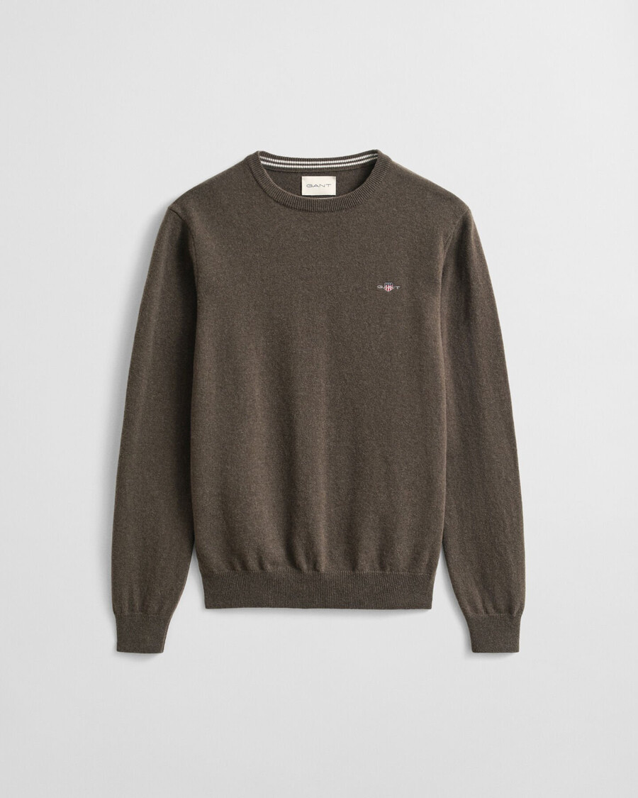 superfine lambswool crew neck sweater - seawood melange