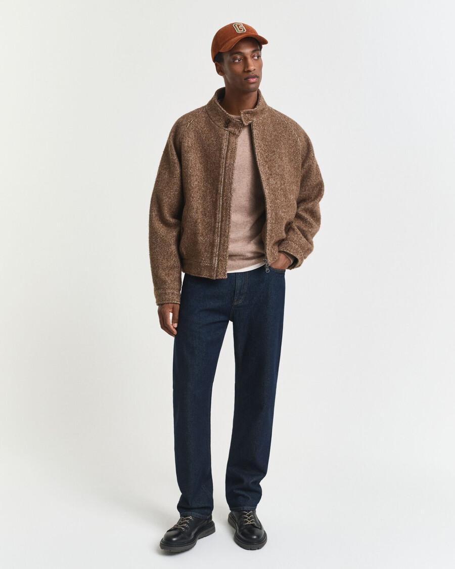 superfine lambswool crew neck sweater - dk sand melange