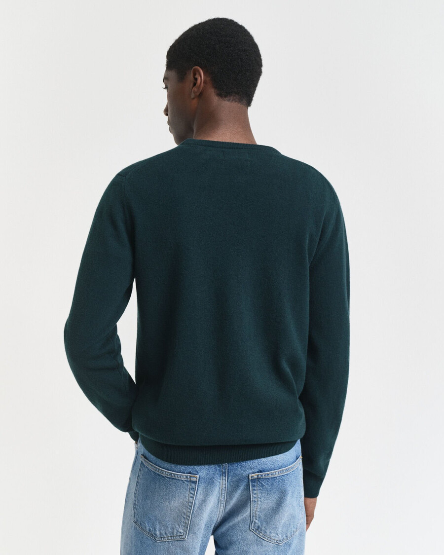 superfine lambswool crew neck sweater - tartan green